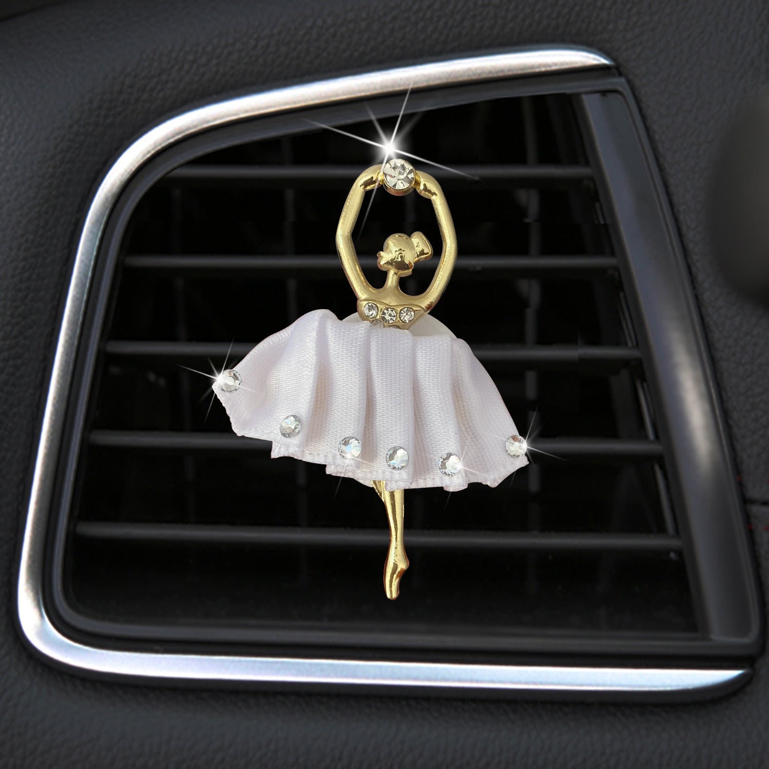 Venta al por mayor Diamond Ballerina Girl Car Perfume Clip Decoración